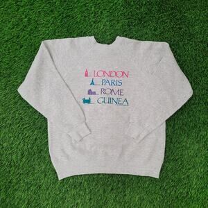 Vintage 1989 London Raglan Sweatshirt Women Medium 20x21 Gray 80s
